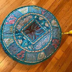 Poof Turquoise Footstool Round Floor Cushion
